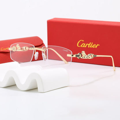 7 Color Rimless Panther Decor Sunglasses