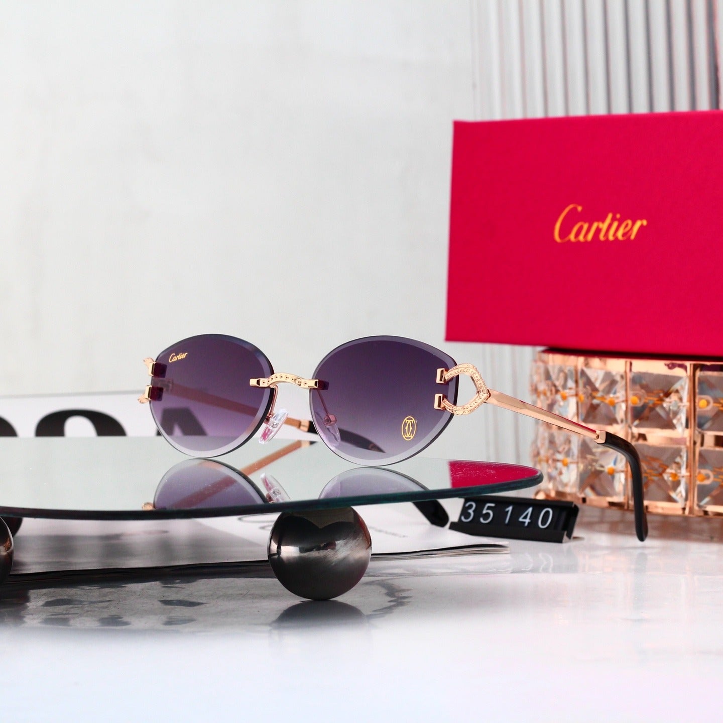 6 Color Rimless Round Sunglasses 35140