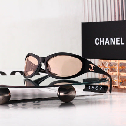 6 Color Y2K Oval Wrap‑Around Sunglasses 1587