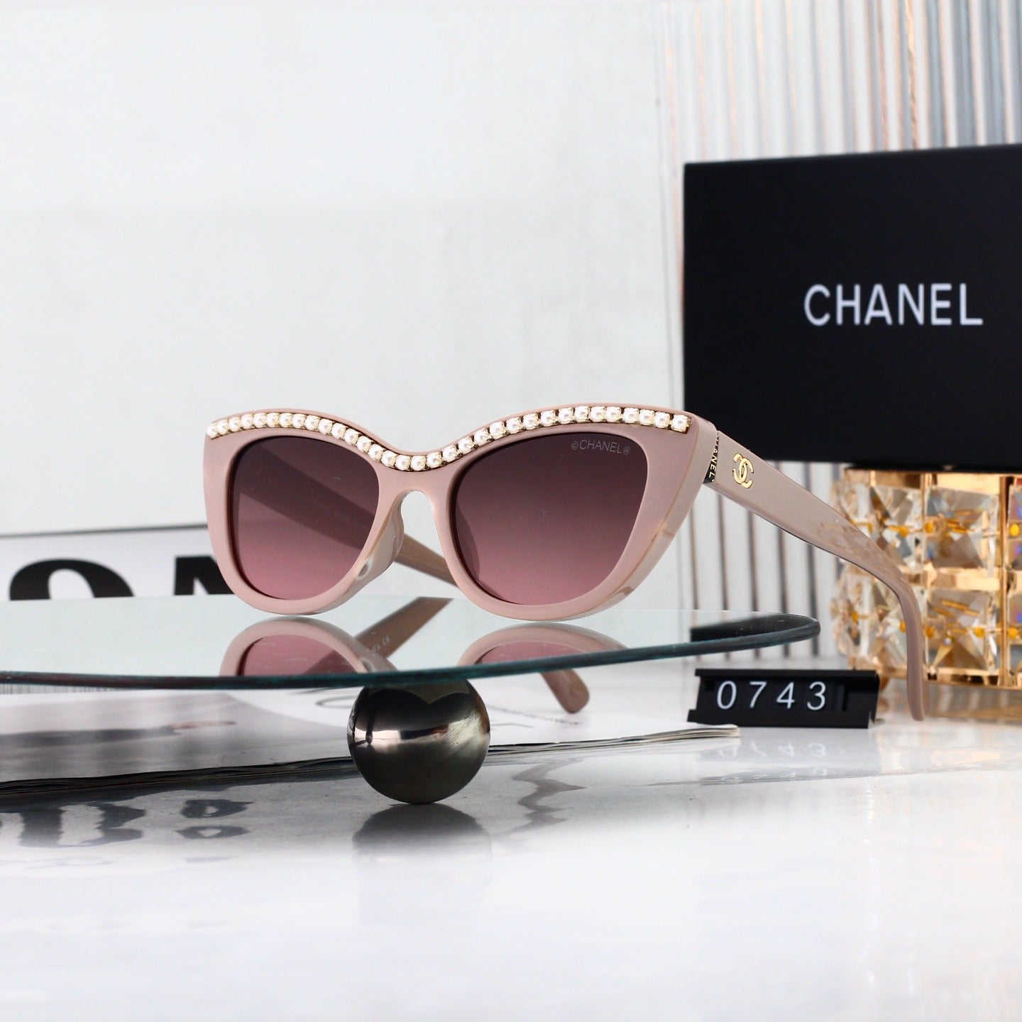 7 Color Pearl Cat Eye Sunglasses 0743