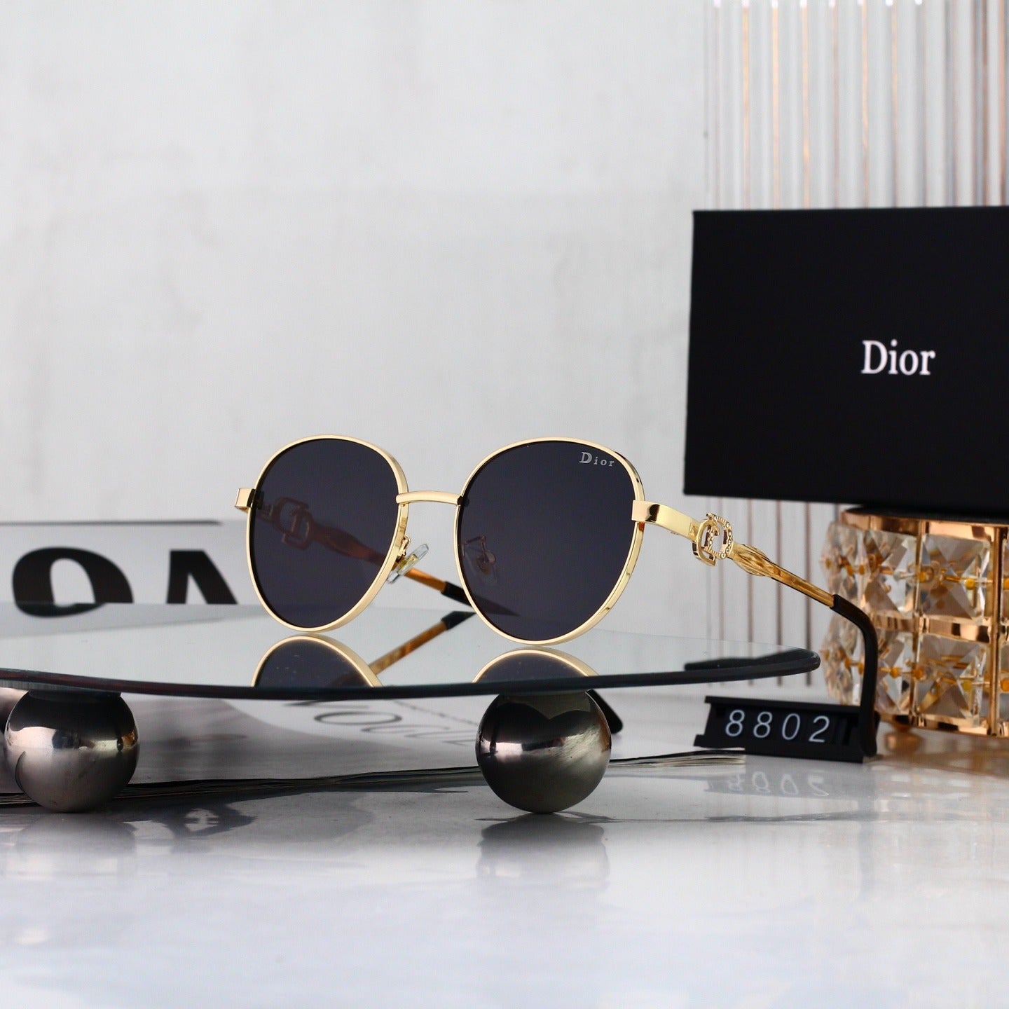 5 Color Round Metal Decor Sunglasses 8802