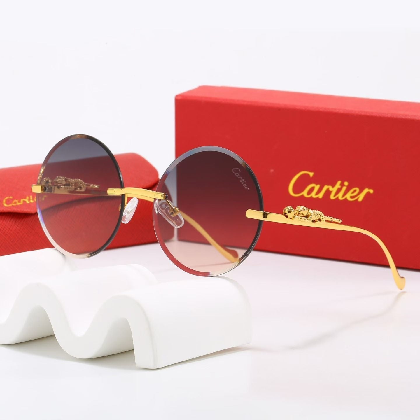 6 Color Rimless Round Panther Sunglasses