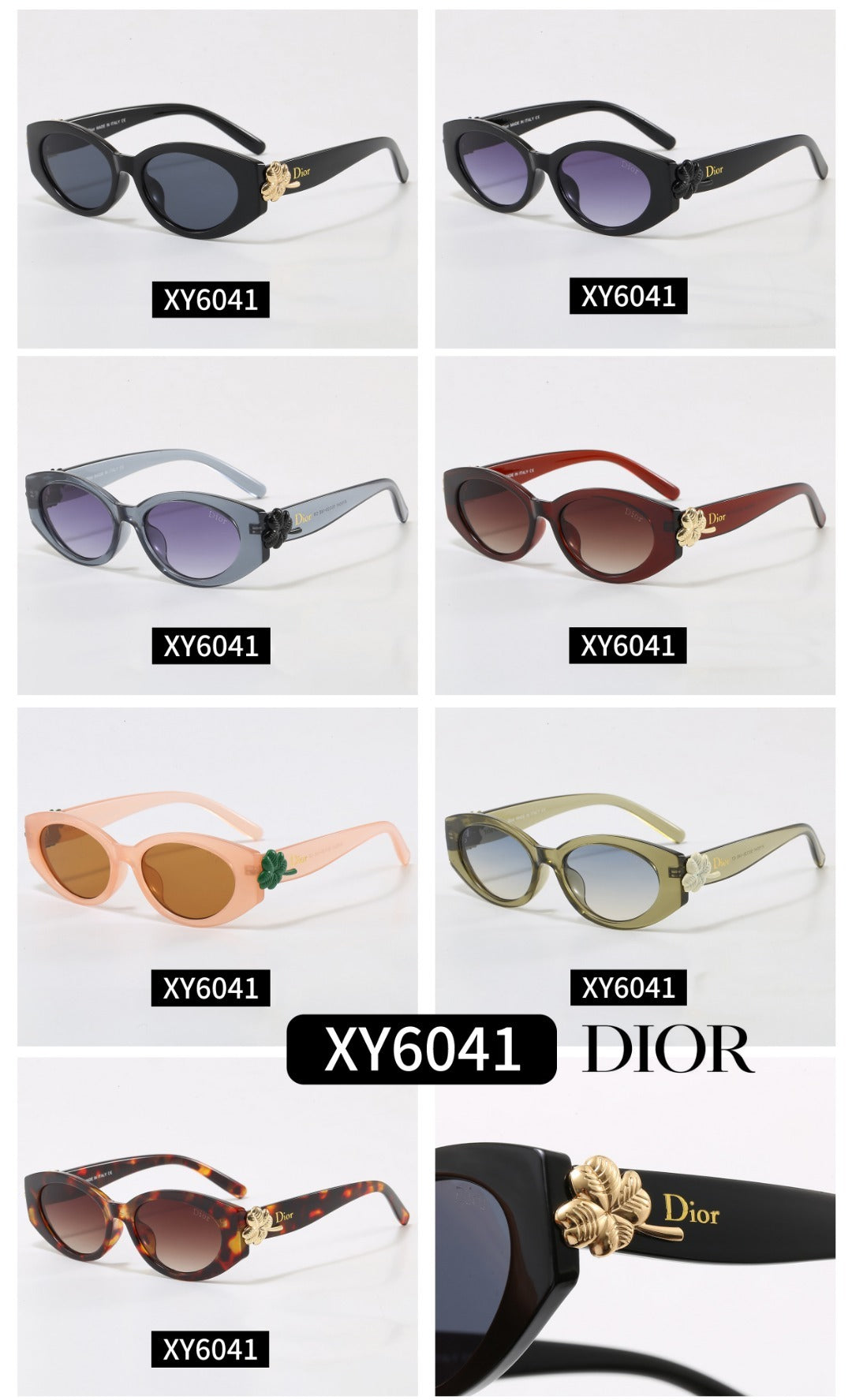 7 Color Oval Flower Decor Sunglasses XY6041
