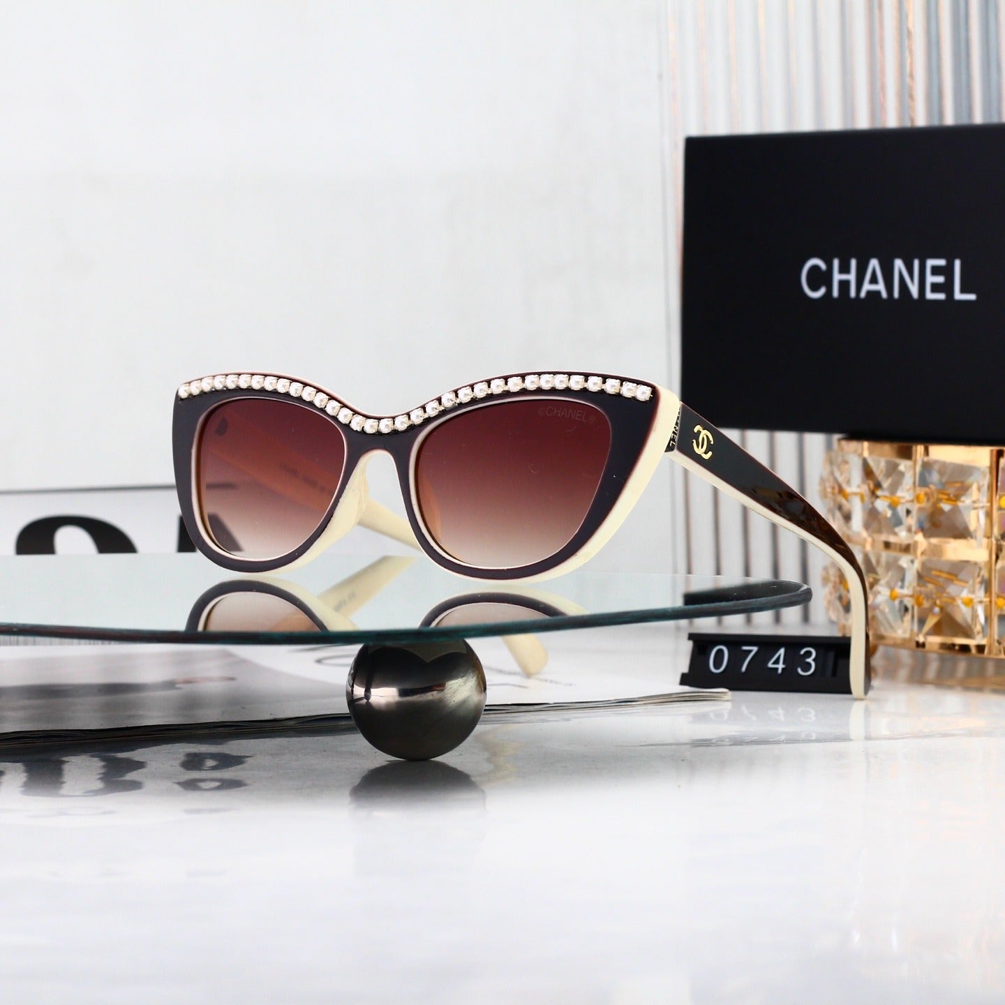 7 Color Pearl Cat Eye Sunglasses 0743