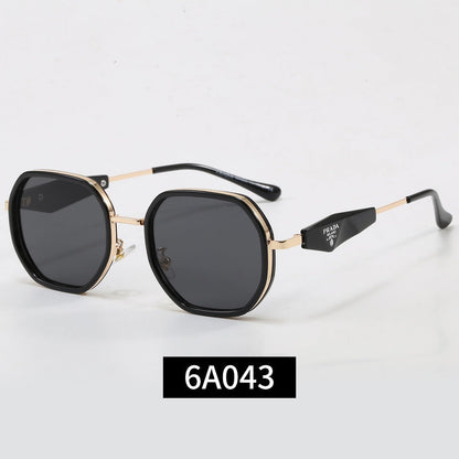 Geometric Metal Frame Sunglasses, Triangle Detail UV400 Polarized Fashion Shades 6A043