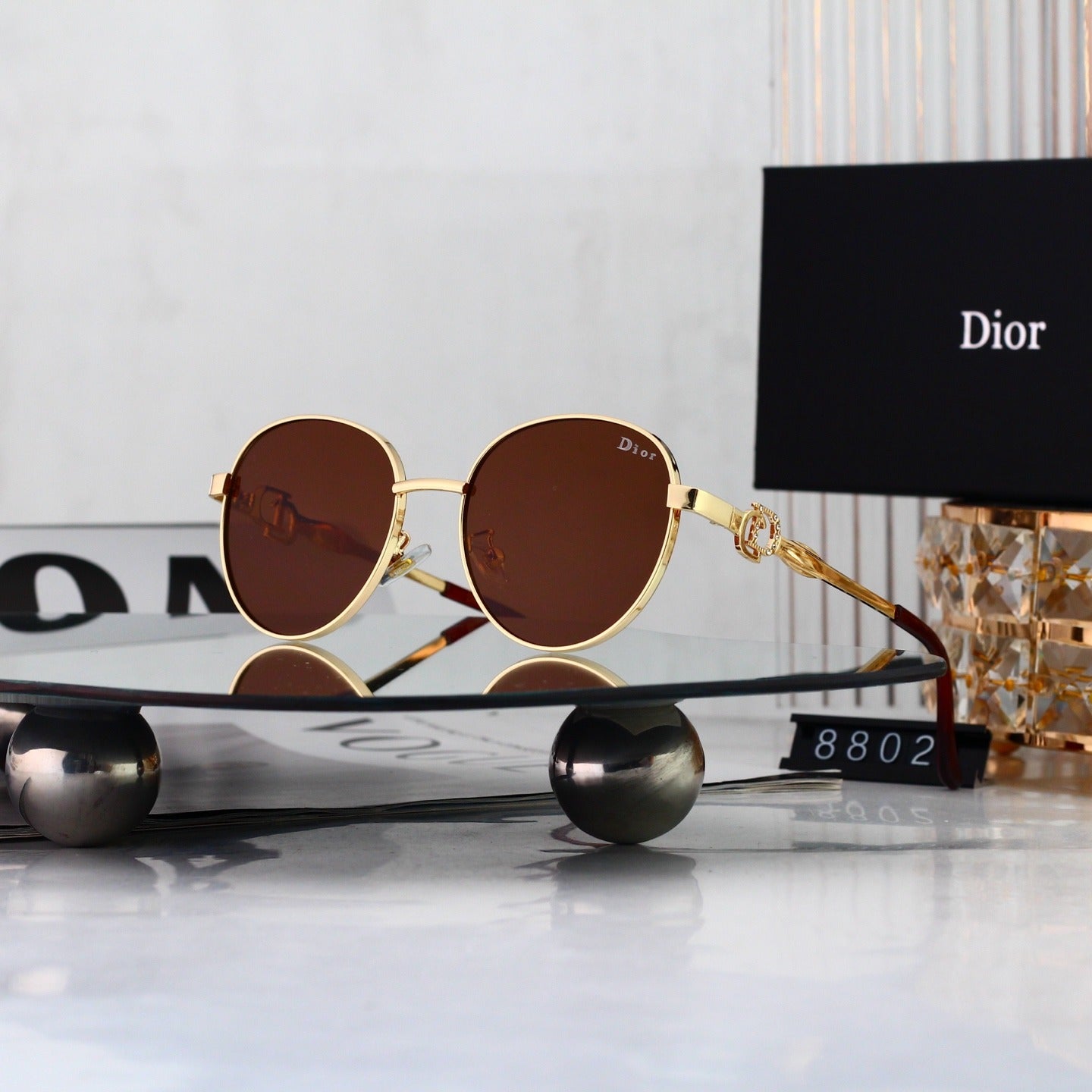 5 Color Round Metal Decor Sunglasses 8802
