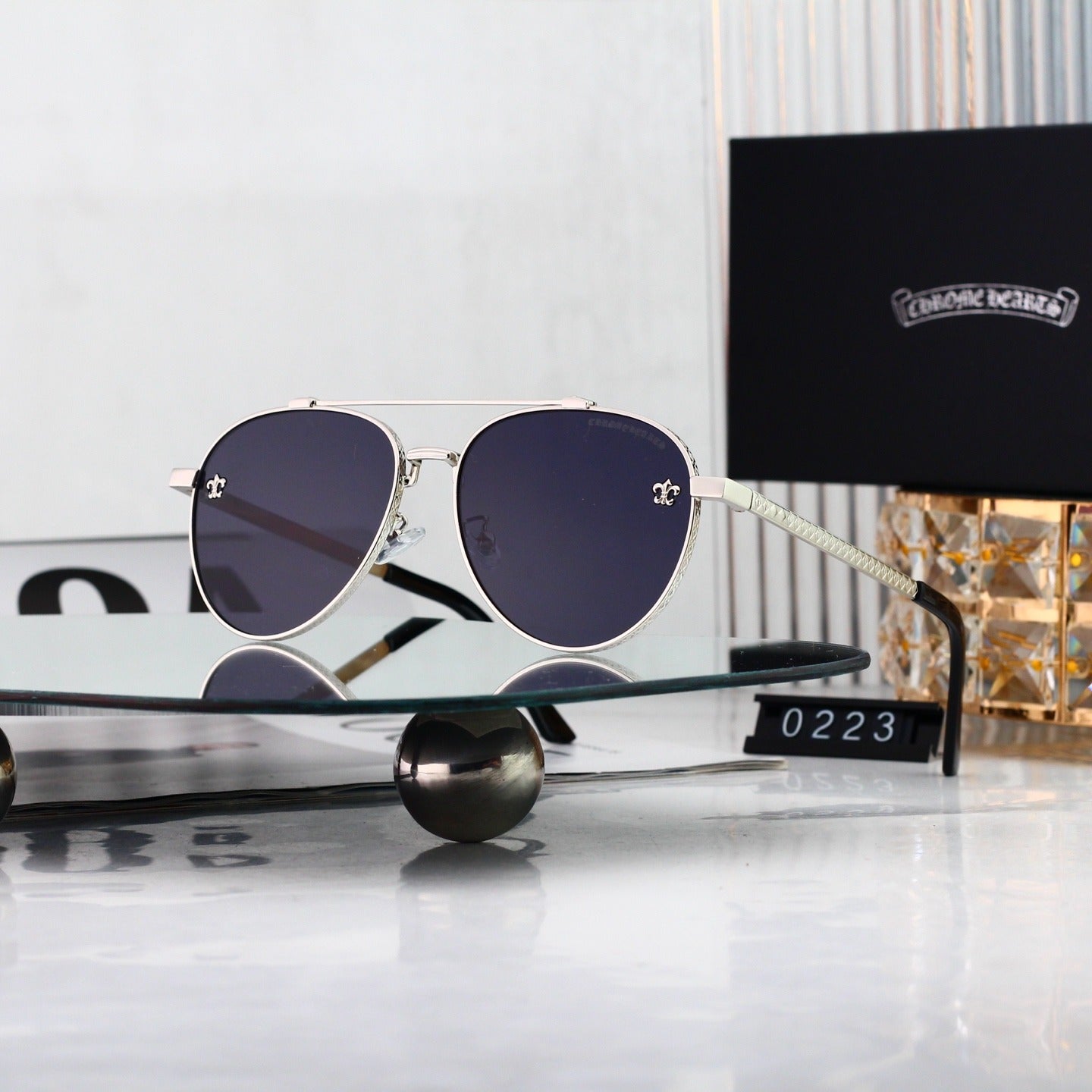 5 Color Pilot Skull Temple Sunglasses 0223