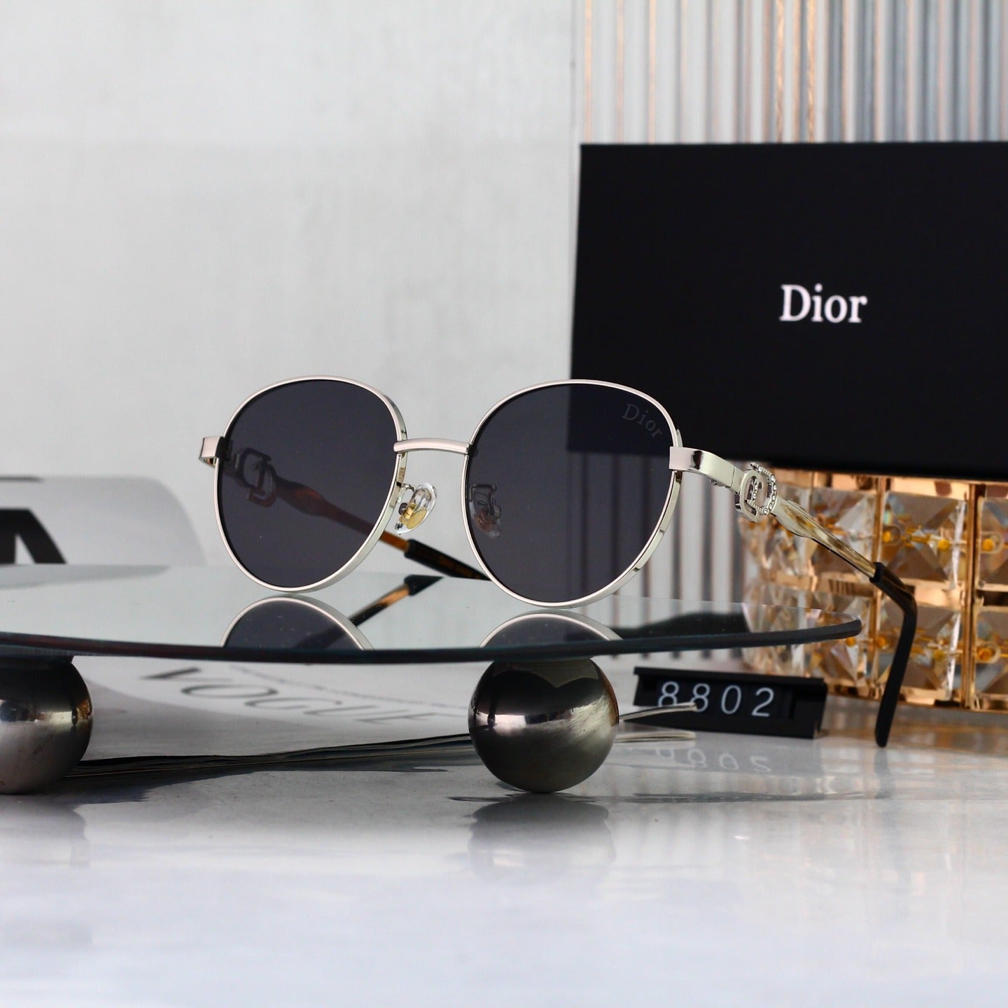 5 Color Round Metal Decor Sunglasses 8802